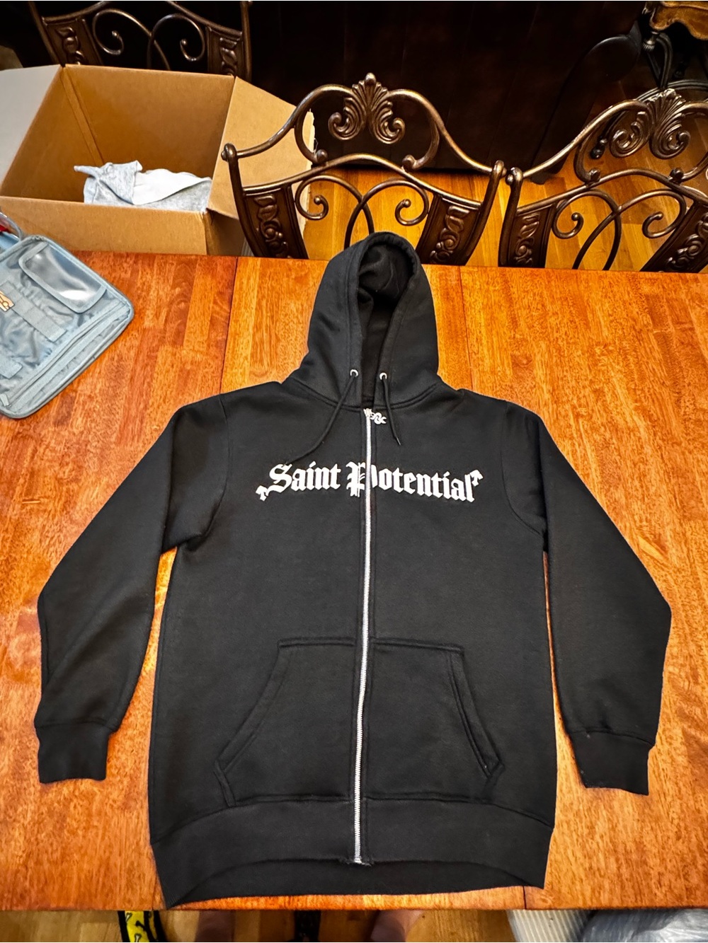 Saint Potential zip up hoodie- black